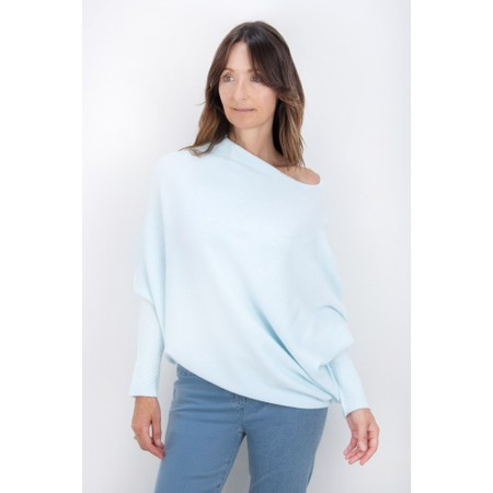 Amazing Woman Emilie Pale Blue Asymmetric Draped Jumper - Blue