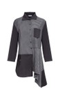 Naya Black / Grey Naya Stripped Contrast Sleeve Blouse  
