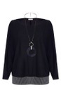 Naya Black / Grey Naya Striped Panel Top  