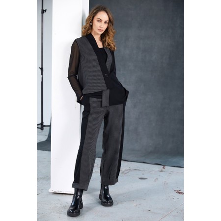 Naya Naya Stripe Contrast Panel Trouser - Black