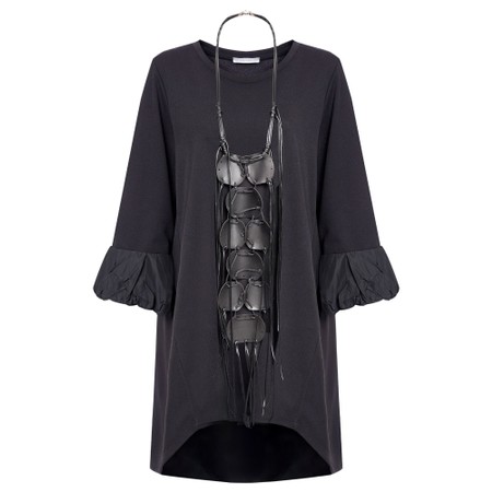 Naya Naya Ruched Contrast Cuff Tunic - Black
