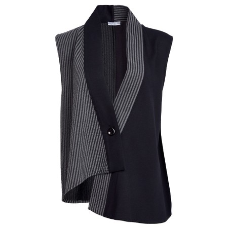 Naya Naya Stripped Contrast Panel Waistcoat - Black