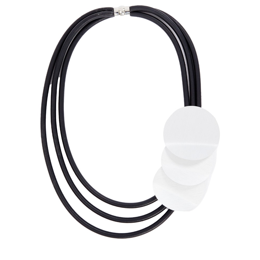 Naya Naya Multi Disc Ring Necklace Black / Silver 