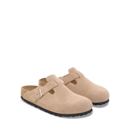 Birkenstock Boston BS Sandcastle Suede Leather Buckle Clog - Beige
