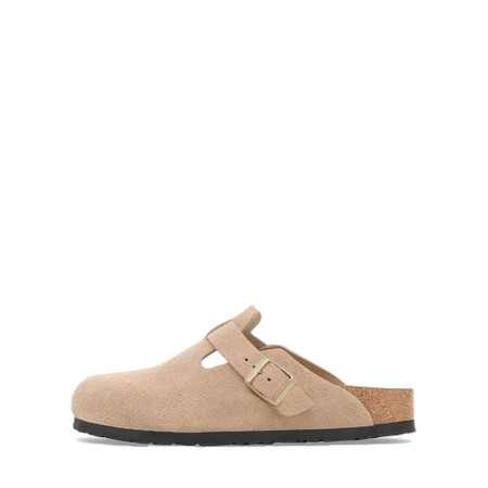 Birkenstock Boston BS Sandcastle Suede Leather Buckle Clog - Beige