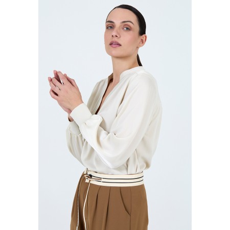 Skatie Ribbed Satin Blouse - Off-White