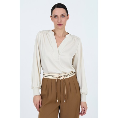 Skatie Ribbed Satin Blouse - Off-White