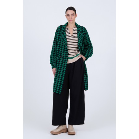 Skatie Jacquard Houndstooth Coat - Green