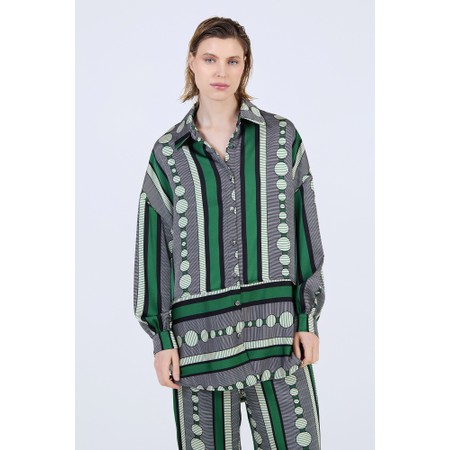 Skatie Printed Satin Shirt - Green