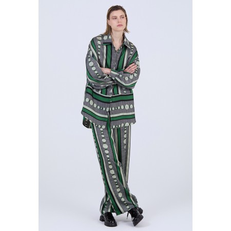 Skatie Printed Satin Shirt - Green