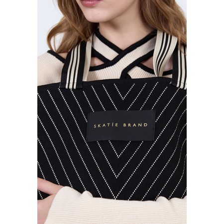Skatie Jacquard Black Tote Bag - Black