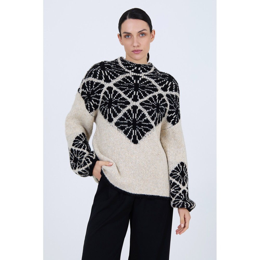 Skatie Jacquard Sweater Black 
