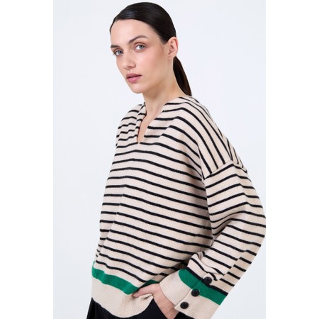 Skatie Contrast Stripes Sweater - Off-White