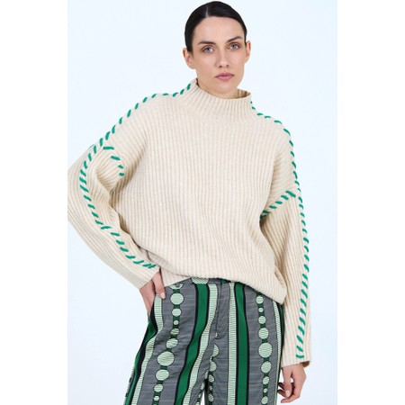 Skatie Contrast Embroidered Sweater - Off-White