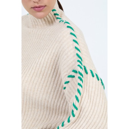Skatie Contrast Embroidered Sweater - Off-White