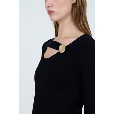 Skatie Button Neckline Sweater - Black