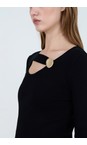 Skatie Black  Button Neckline Sweater  