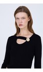 Skatie Black  Button Neckline Sweater  