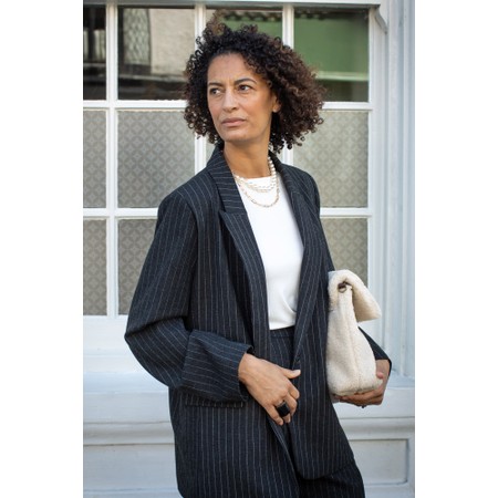 Chalk Drew Pinstripe Blazer - Grey