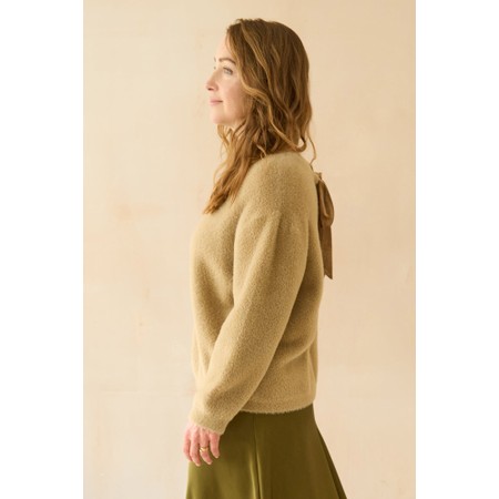 Chalk Ruby Light Tan Knit Velour Tie Jumper - Beige
