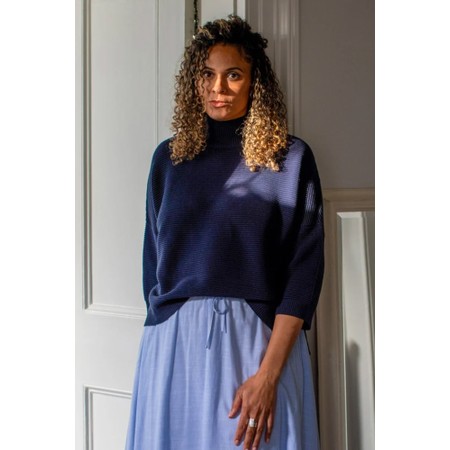 Chalk Vicki Cotton Rib Navy Jumper - Blue