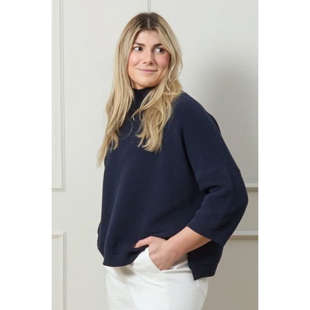 Chalk Vicki Cotton Rib Navy Jumper - Blue