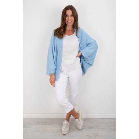 Amazing Woman Pheobie Crystal Blue Rib Throw Over Cardigan - Blue