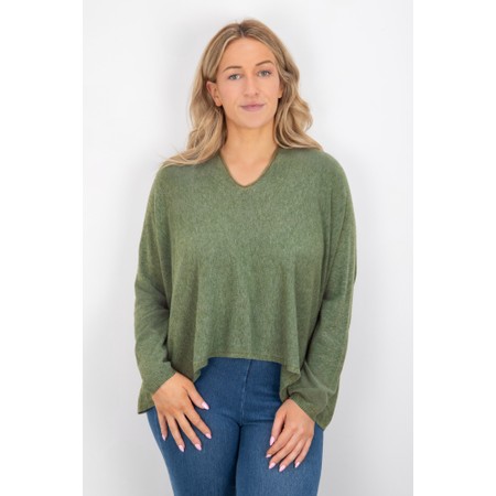 Amazing Woman Mika Olive Boxy Fine Knit Jumper - Green