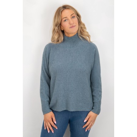 Amazing Woman Jolie Denim Boxy High Neck Knit - Blue