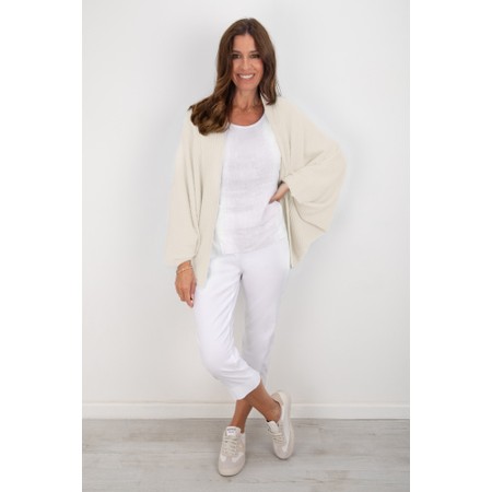 Amazing Woman Pheobie Ivory Rib Throw Over Cardigan - Off-White
