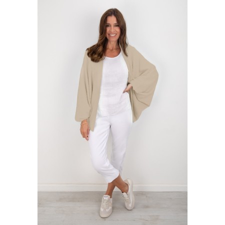 Amazing Woman Pheobie Beige Rib Throw Over Cardigan - Beige