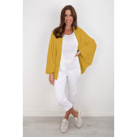Amazing Woman Pheobie Antique Gold Rib Throw Over Cardigan - Gold