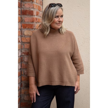 Chalk Vicki Cotton Dark Tan Rib Jumper - Brown