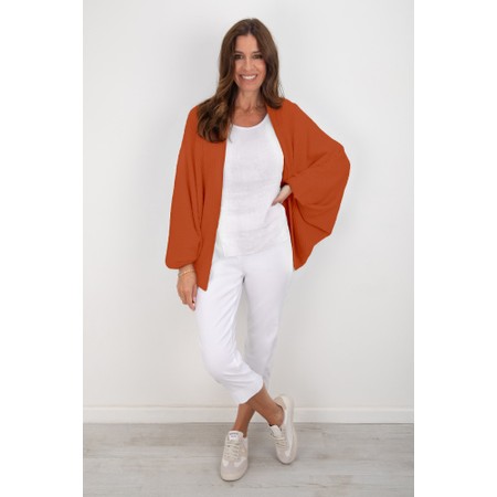 Amazing Woman Pheobie Burnt Orange Rib Throw Over Cardigan - Orange