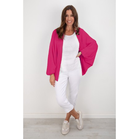 Amazing Woman Pheobie Cerise Rib Throw Over Cardigan - Pink