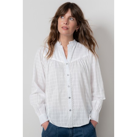 Lily & Me Wayfaring Plain Check Blouse - White
