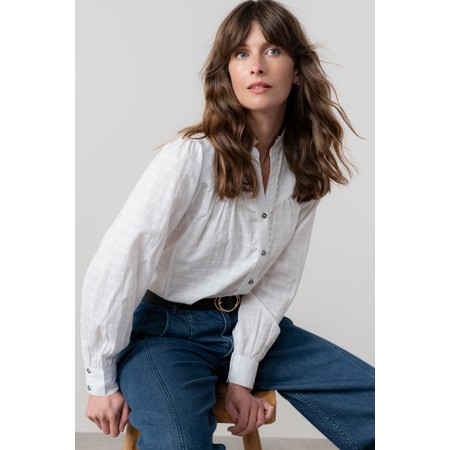Lily & Me Wayfaring Plain Check Blouse - White
