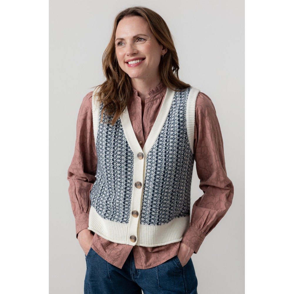 Lily & Me Gywneth Ecru Fairisle Tank Top Ecru
