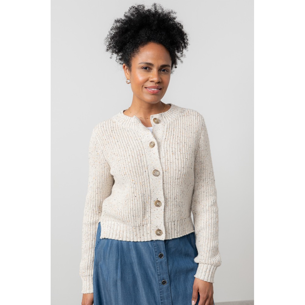Lily & Me June Rib Fleck Knit Cardigan Ecru