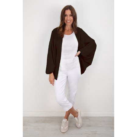 Amazing Woman Pheobie Dark Chocolate Rib Throw Over Cardigan - Brown
