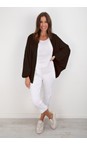 Amazing Woman Dark Chocolate Pheobie Dark Chocolate Rib Throw Over Cardigan  