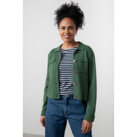 Lily & Me Chestnut Pine Green Plain Knit Jacket - Green