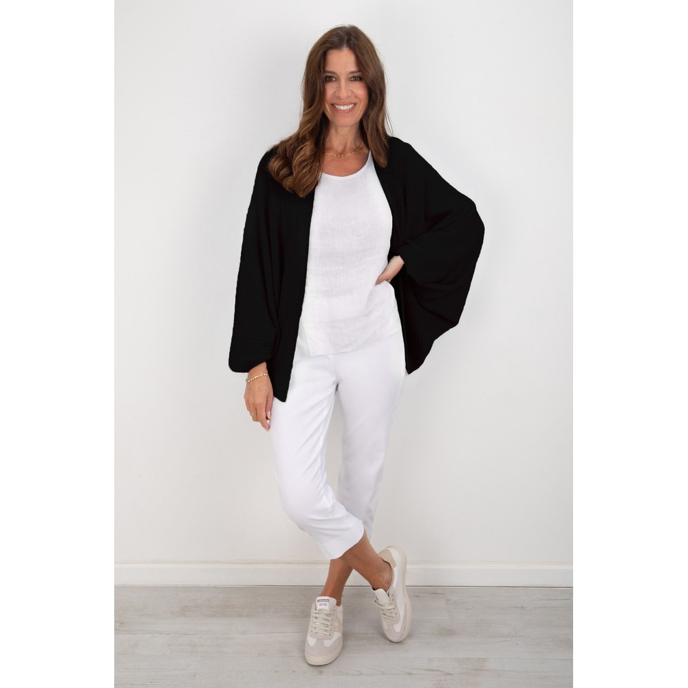 Amazing Woman Pheobie Black Rib Throw Over Cardigan Black 