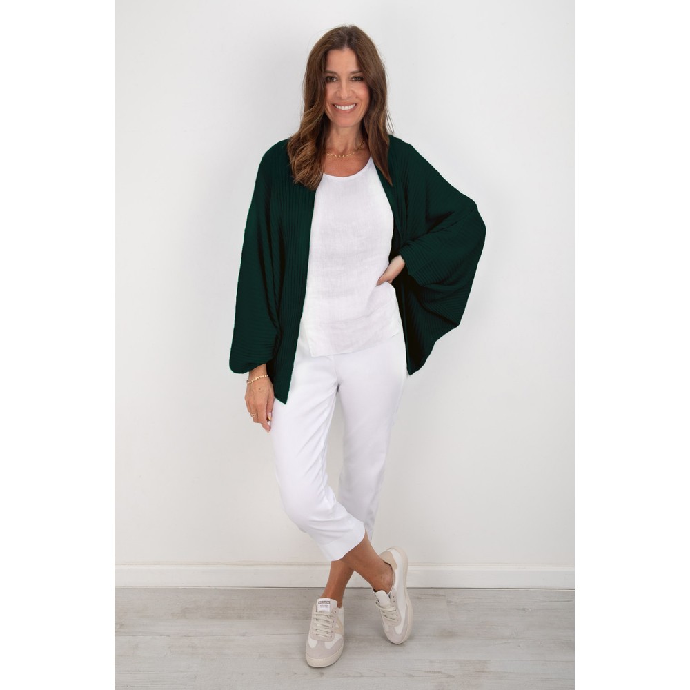 Amazing Woman Pheobie Forest Rib Throw Over Cardigan Forest
