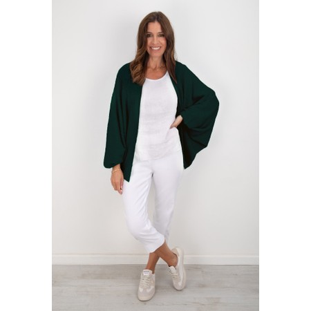 Amazing Woman Pheobie Forest Rib Throw Over Cardigan - Green
