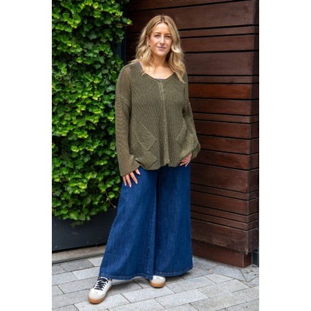 Naya Naya Flared Denim Crop Trouser - Blue