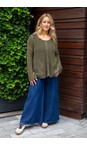 Naya Navy Naya Flared Denim Crop Trouser  