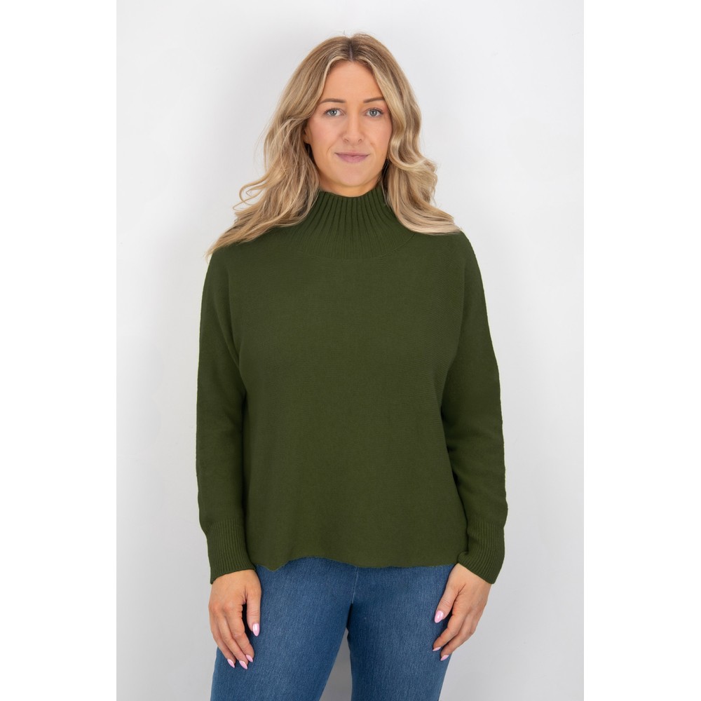 Amazing Woman Jolie Khaki Boxy High Neck Knit Khaki