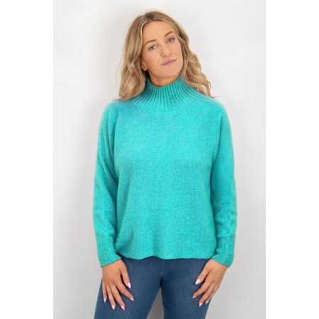 Amazing Woman Jolie Summer Turquoise Boxy High Neck Knit - Turquoise