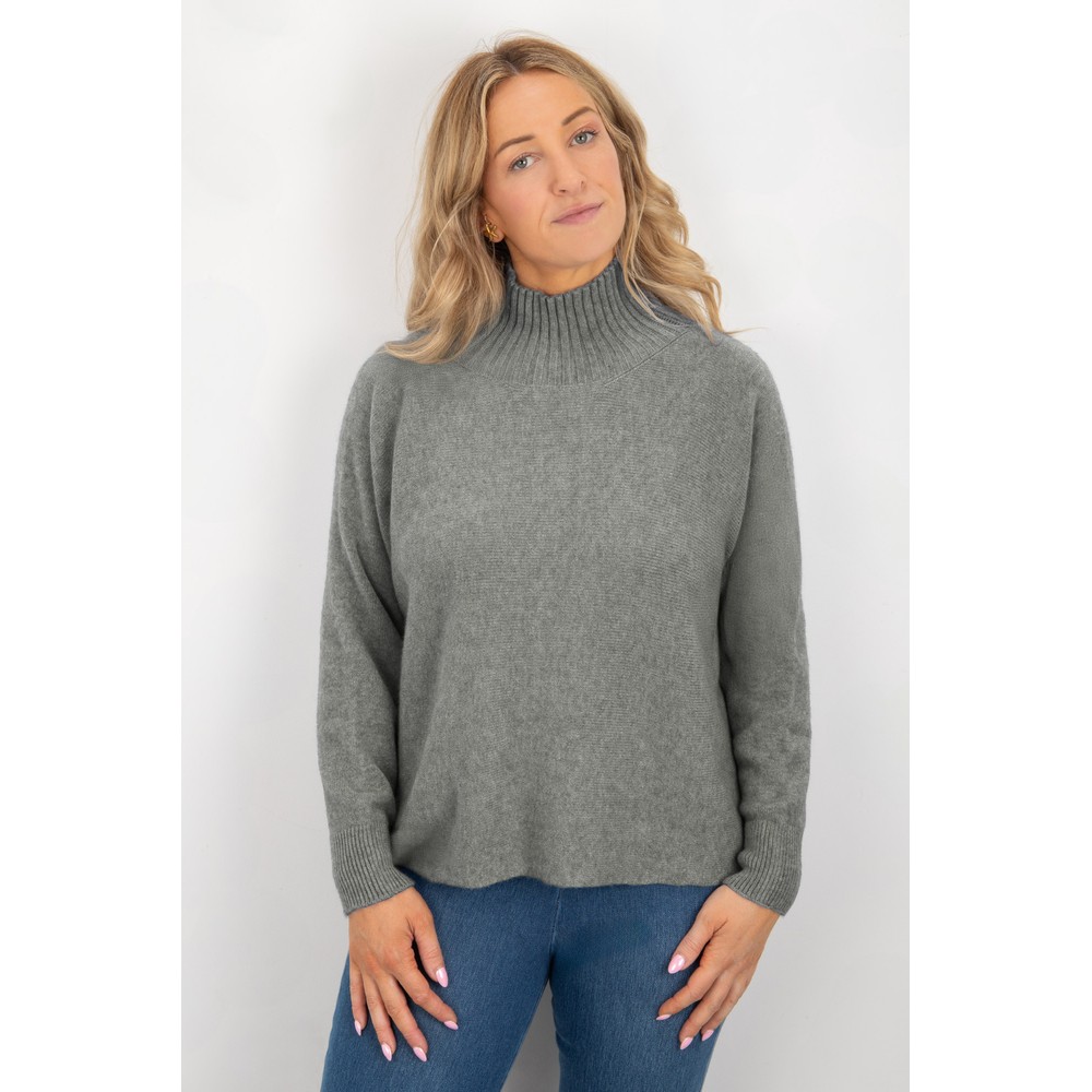 Amazing Woman Jolie Grey Marl Boxy High Neck Knit Grey Marl